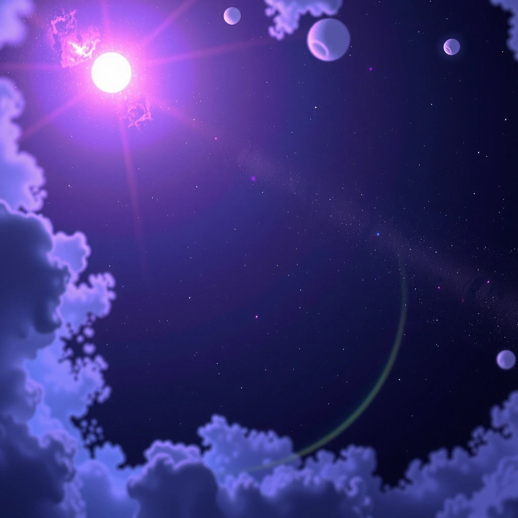 Espacio profundo con nebulosas violetas y azules